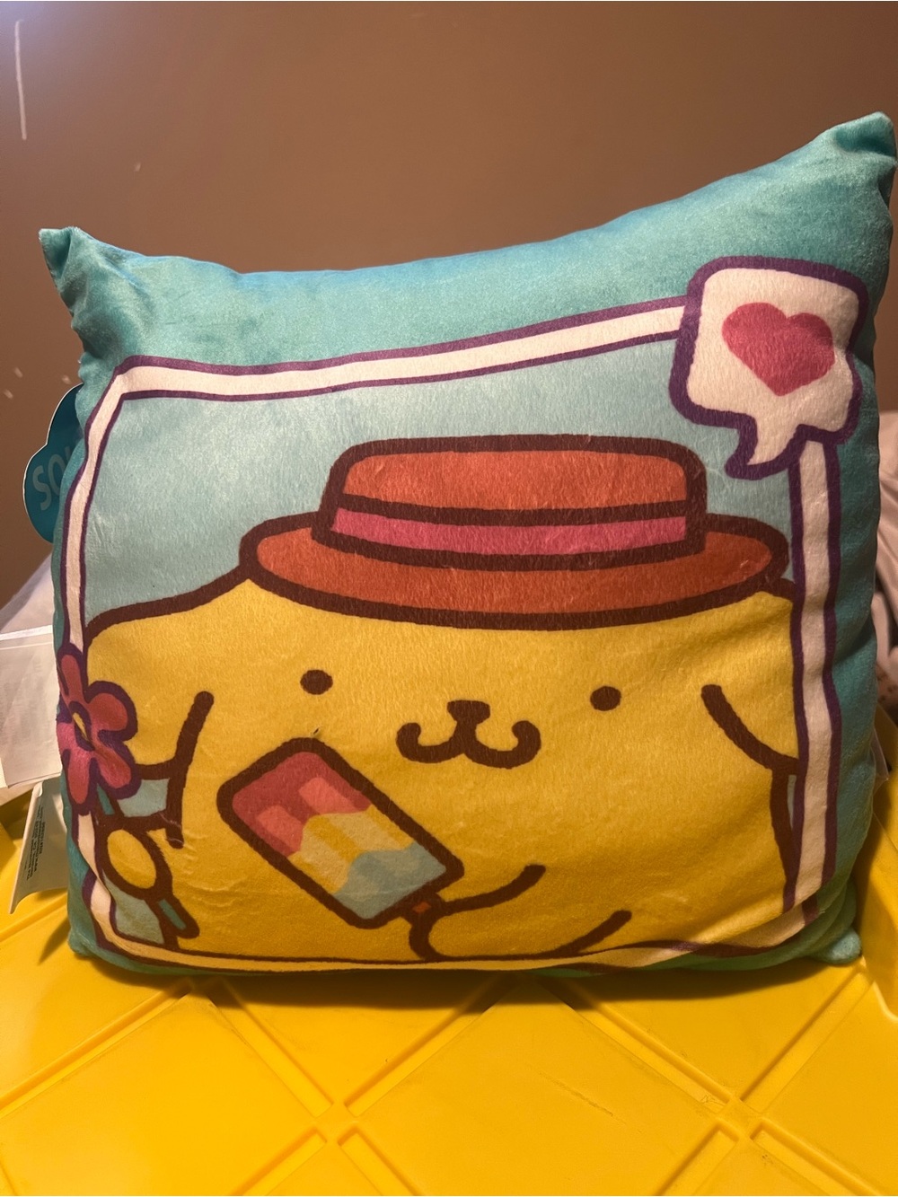 Sanrio Hello Kitty Pompompurin Travel Pillow - Yellow & Teal